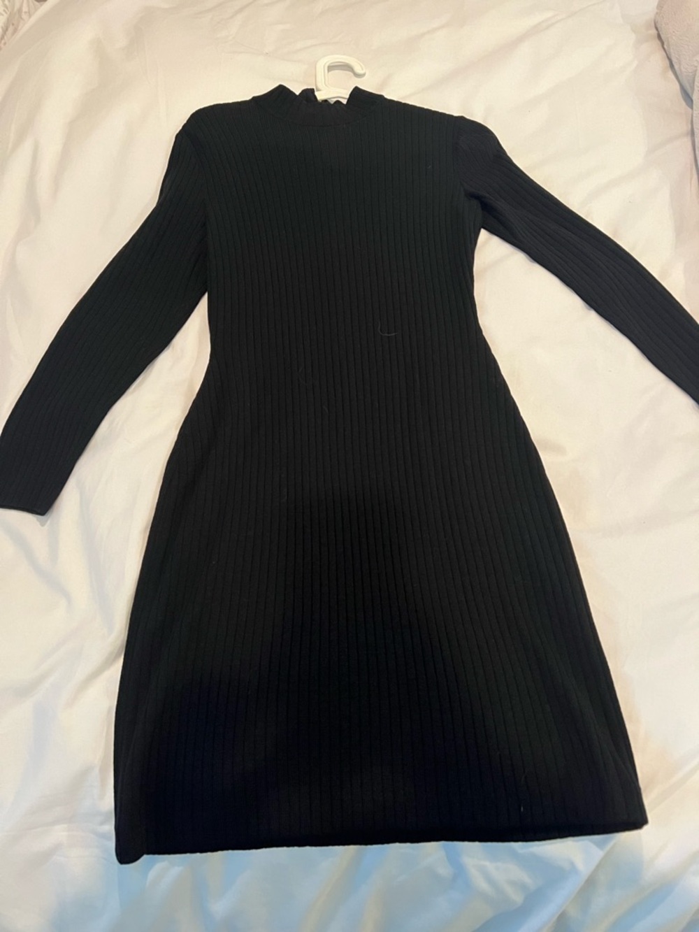 Vintage St John Collection - Classic Black Ribbed Long-Sleeve Dress Size Small